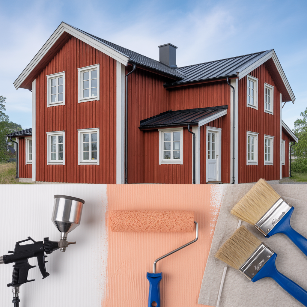 sprutmalning roller eller pensel jamforelse av tid och ytres